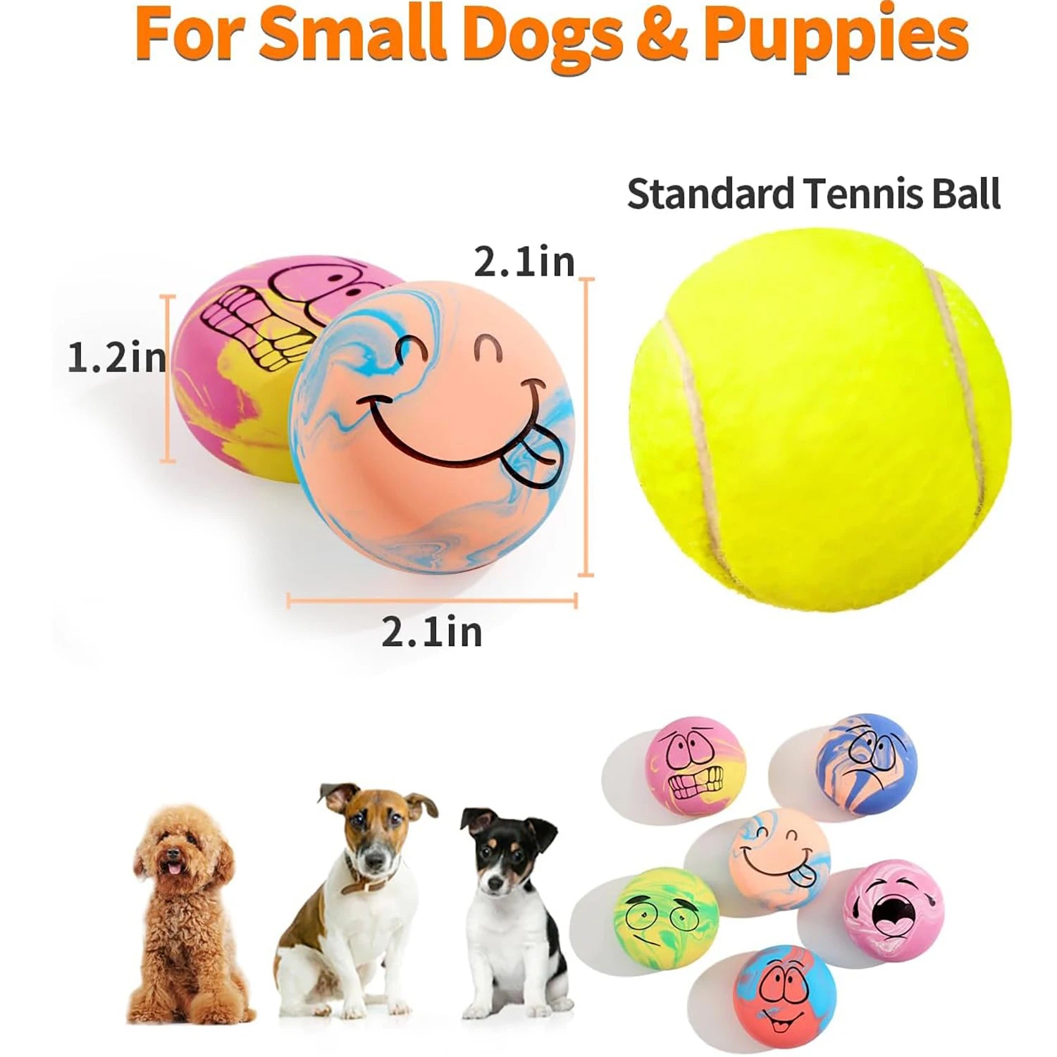 6PCS Dog Toys Squeaker Latex Bouncy Ball