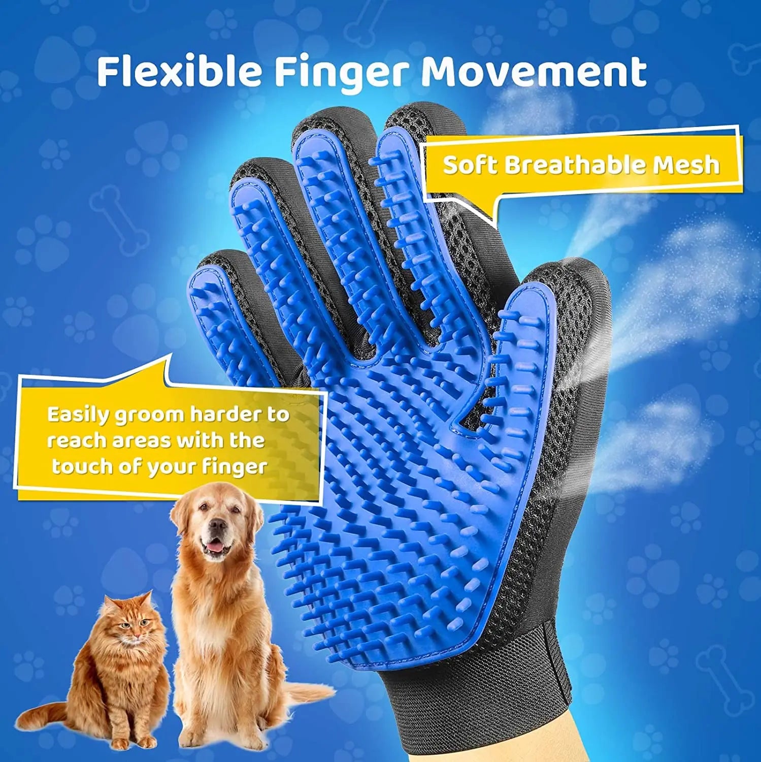 Pet Grooming Glove Gentle Efficient Pet Hair Remover