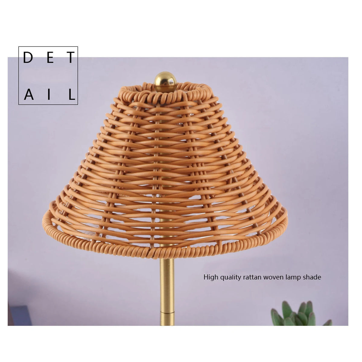 Rechargeable LED Bedside Lamp—Dimmable Eye-Care Reading Light, 600mAh Rattan Weave Design for Restaurant