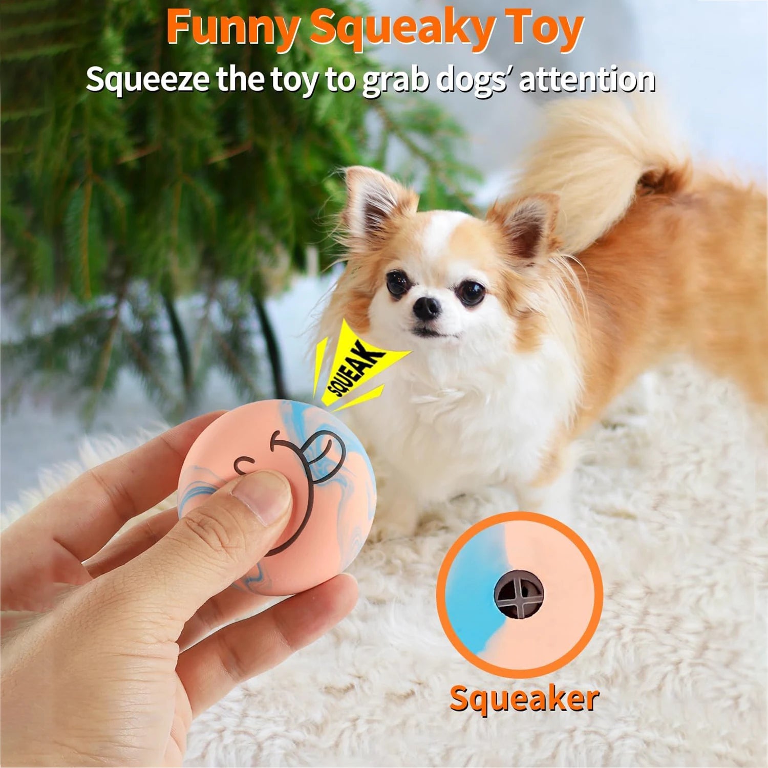 6PCS Dog Toys Squeaker Latex Bouncy Ball