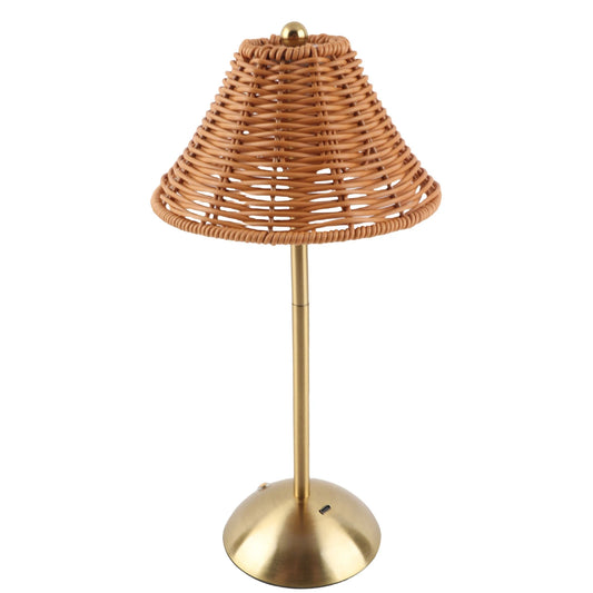 Rechargeable LED Bedside Lamp—Dimmable Eye-Care Reading Light, 600mAh Rattan Weave Design for Restaurant