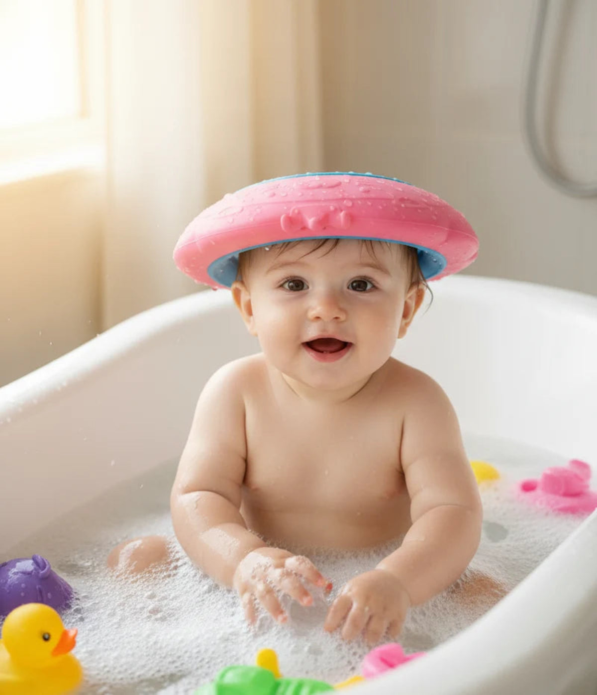Kidilo Baby Shower Cap – قبعة استحمام آمنة للأطفال | Tear-Free Bath Protection Hat for Babies & Toddlers