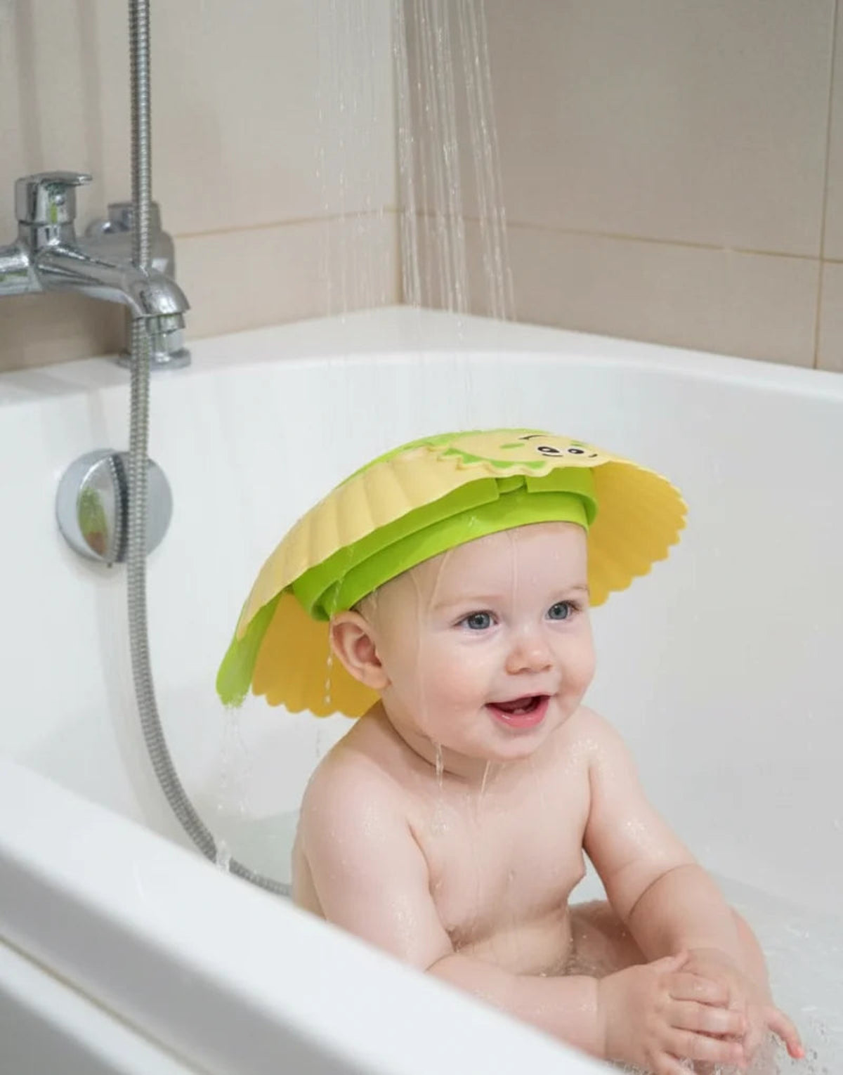 Kidilo Baby Shower Cap – قبعة استحمام للأطفال | Green Dino Design, Eye & Ear Protection (0+ Months)
