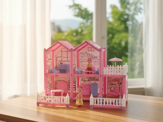 DreamVilla Dollhouse Playset – بيت دمى فيلا حديقة | 172 Pc DIY Coloring Dollhouse for Kids