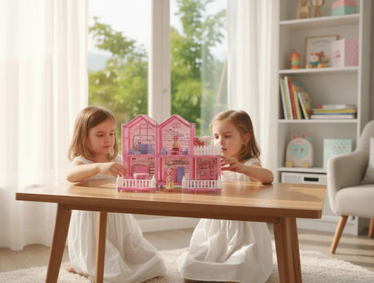DreamVilla Dollhouse Playset – بيت دمى فيلا حديقة | 172 Pc DIY Coloring Dollhouse for Kids