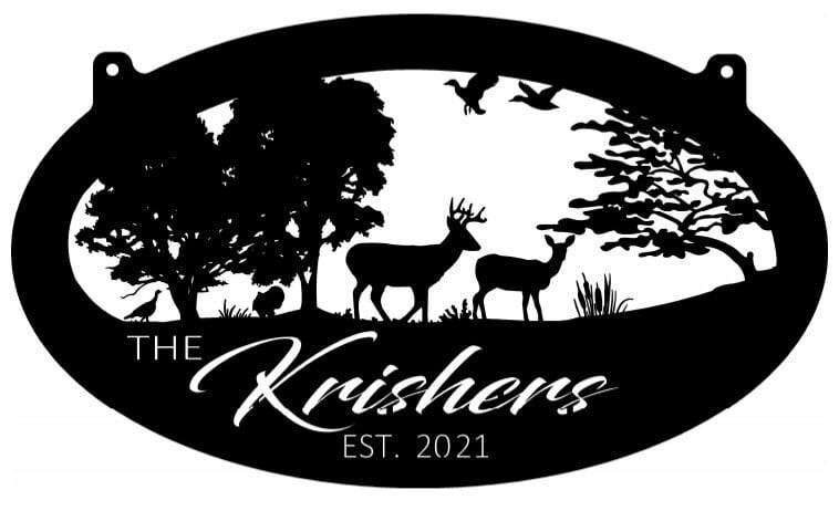 Metal WILDLIFE Sign with DEER TURKEY sign , 4 ft or 3ft sign customized with your name