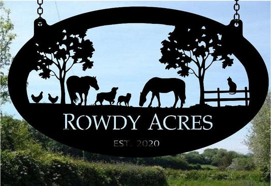 Large Personalized Metal Sign HORSES DOG Fence CAT