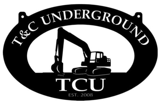 Metal Construction Sign, 4 ft or 3ft sign with EXCAVATOR, customized with your name