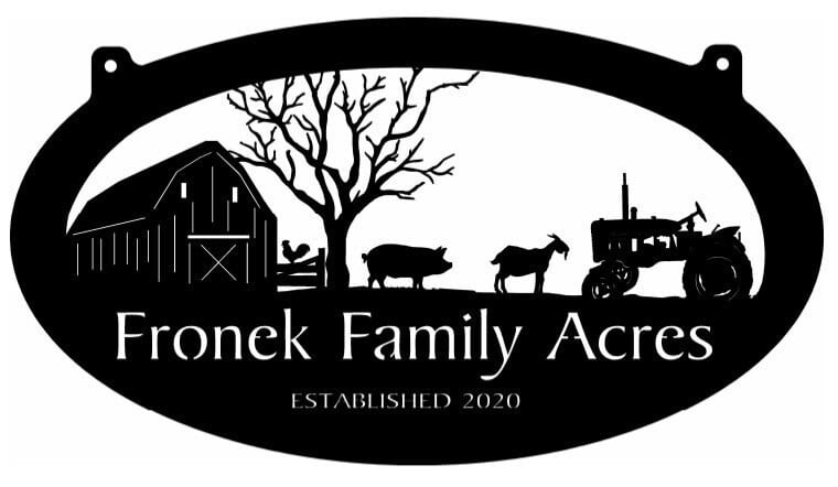 Metal FARM Sign with barn and goats pig chicken sign with your name