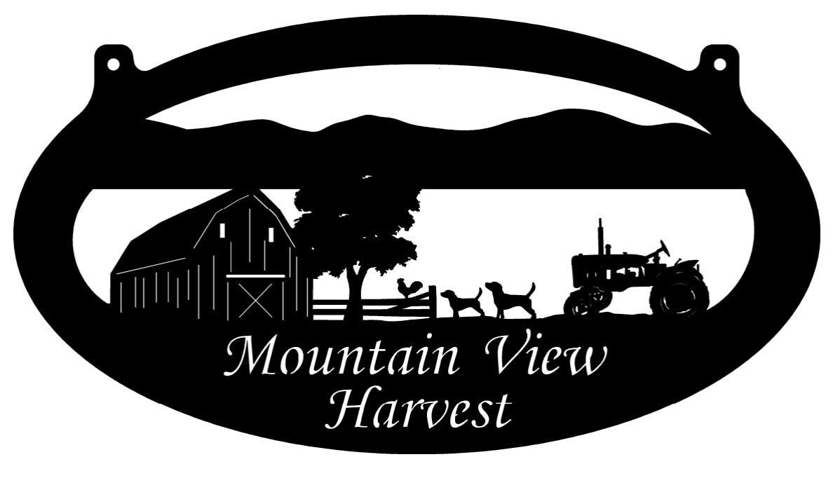 Large Personalized Metal Sign Tractor dogs chicken rooster