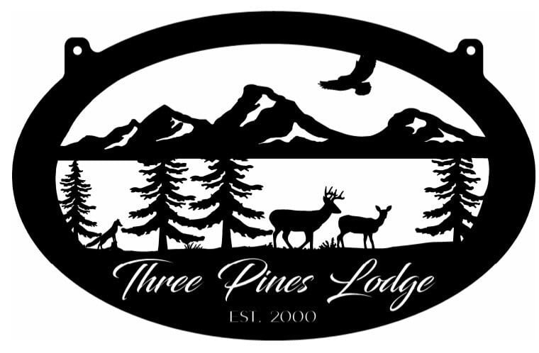 Metal WILDLIFE Sign with DEER Mountains eagle evergreens, up to 5ft sign customized with your name