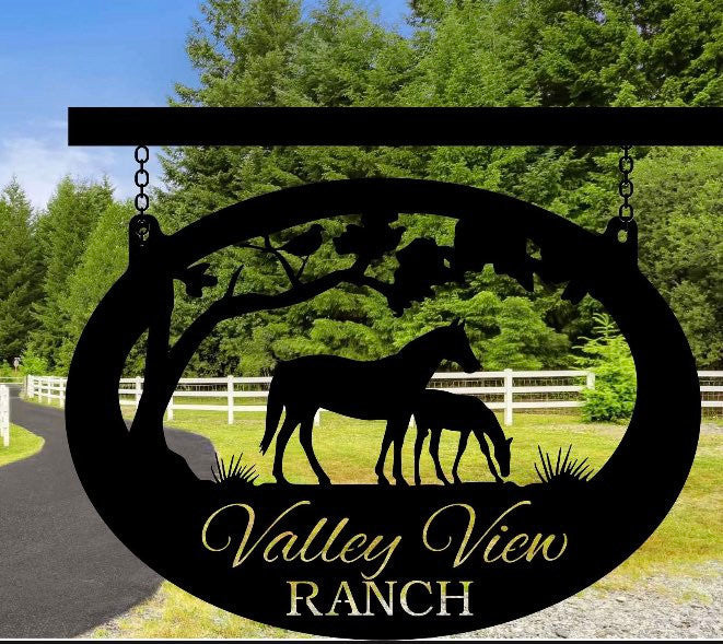 Metal Sign with horses customized with your name