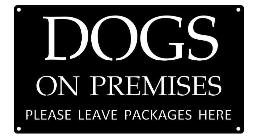 Metal Dogs On Premises Keep Gate Closed Sign With Powder Coat Finish