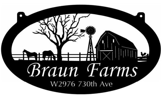 Metal HORSE Sign, metal cow pasture sign, horse Barn Windmill Horses fence