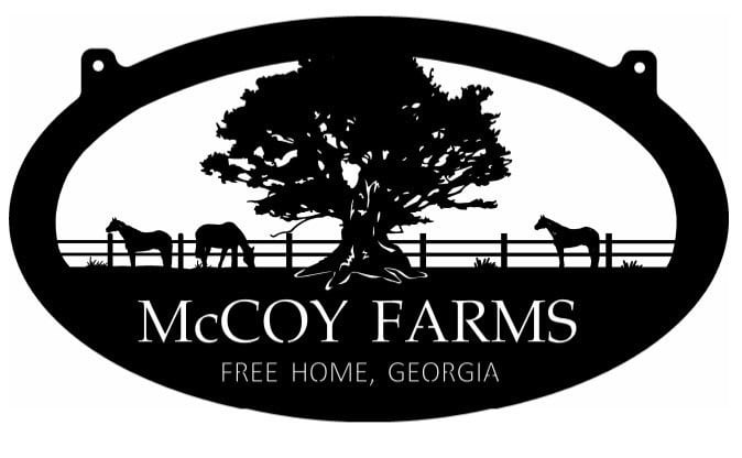 Metal HORSES in Pasture or Cows in pasture sign Large Oak tree