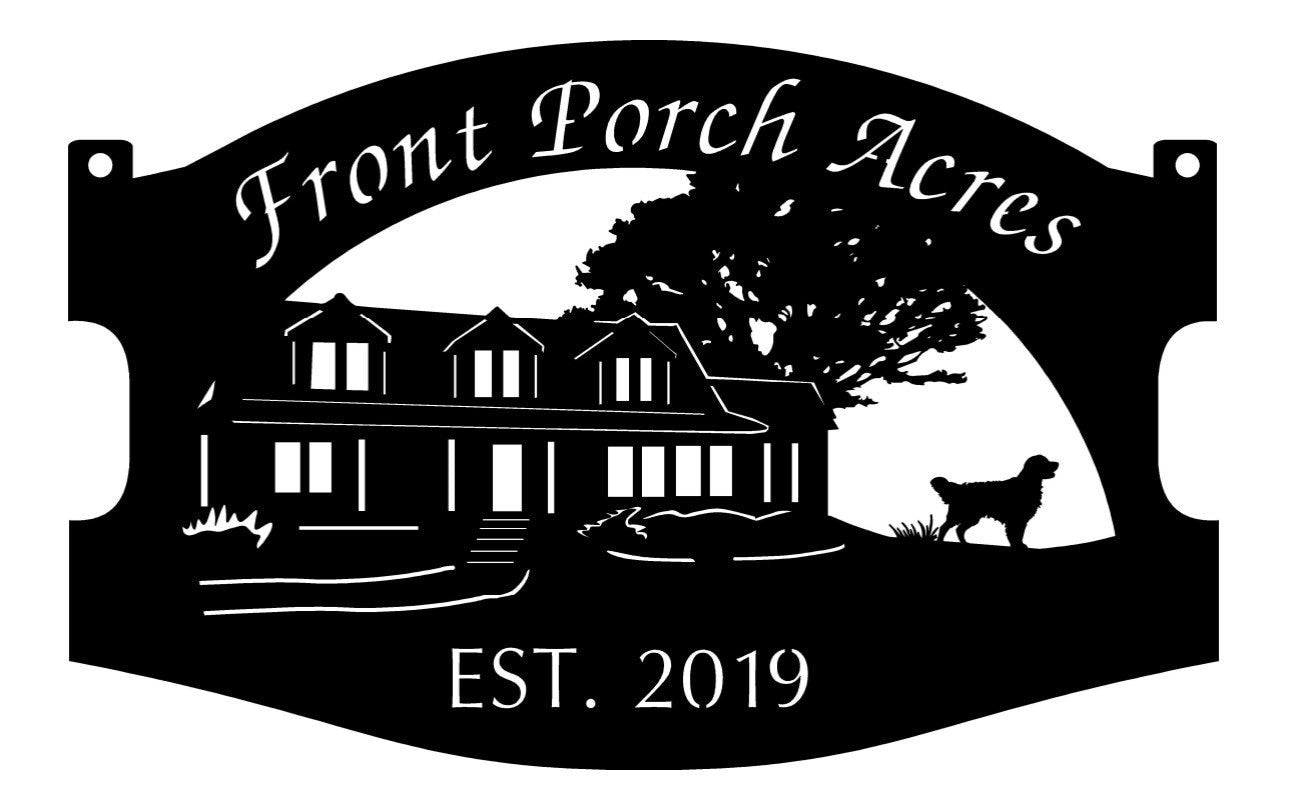 Metal HOUSE Sign with house, front porch horse sign, 3ft