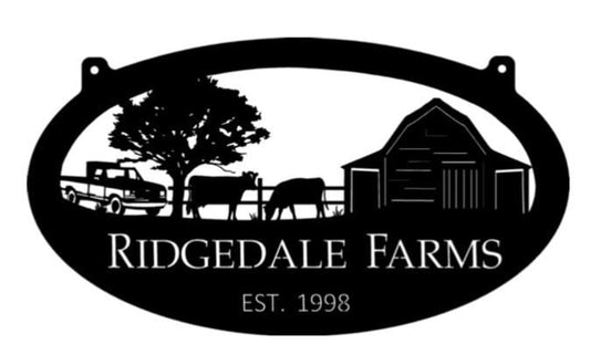 Metal FARM Sign with Fence COWS Feed Truck barn