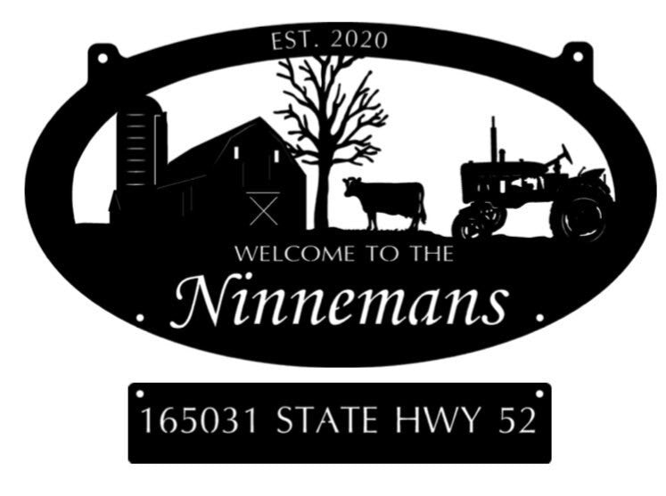 Farm sign with address , farm address sign, 3ft metal farm address sign