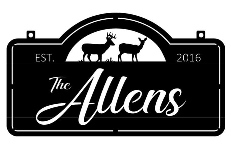 Metal Buck doe sign personalized 3ft sign