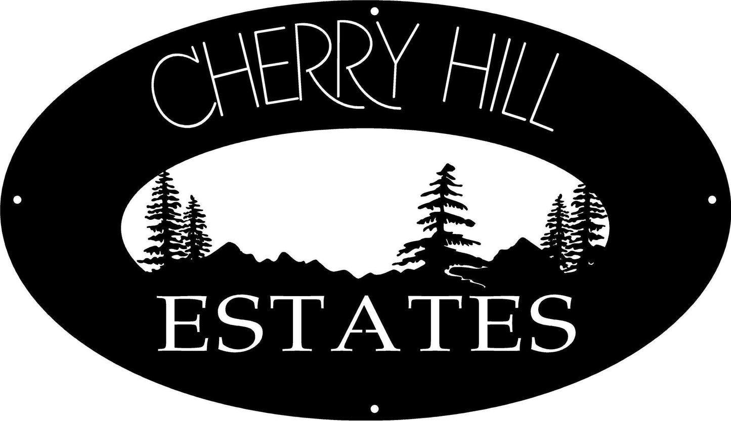 Metal MOUNTAIN EVERGREEN Sign, laser cut EVERGREENs MOUNTAIN sign, customized with your name