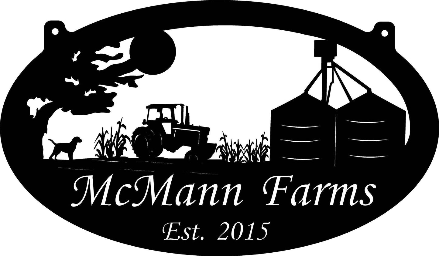 FARM SIGN, grain bin sign ,3ft farm sign Grain Bin TRACTOR corn stalks