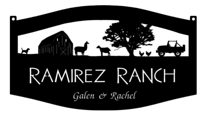 Metal Farm Sign barn HORSE JEEP chickens sign customized with your name