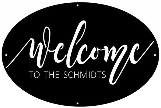 Metal OVAL Welcome to our Home SIGN