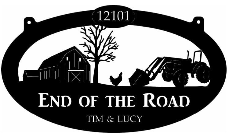 Metal FARM Sign , barn, chicken,loader tractor sign customized with your name
