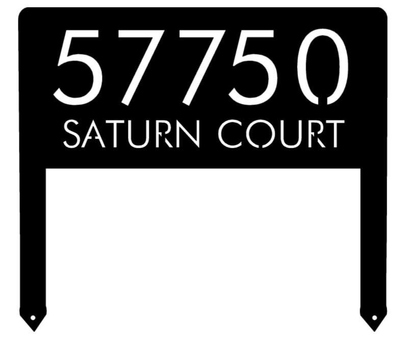 Metal Address Sign With Bolt On Stakes Personalized