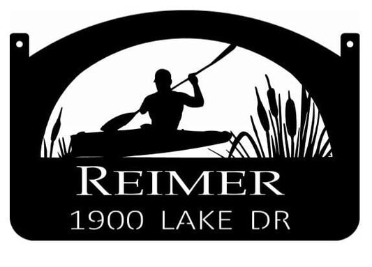 Metal CANOE or Kayak sign, CANOE,bulrushes sign