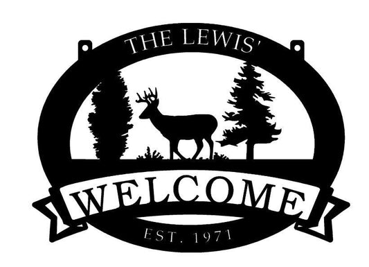Metal BUCK SIGN personalized welcome sign with your name or farm name
