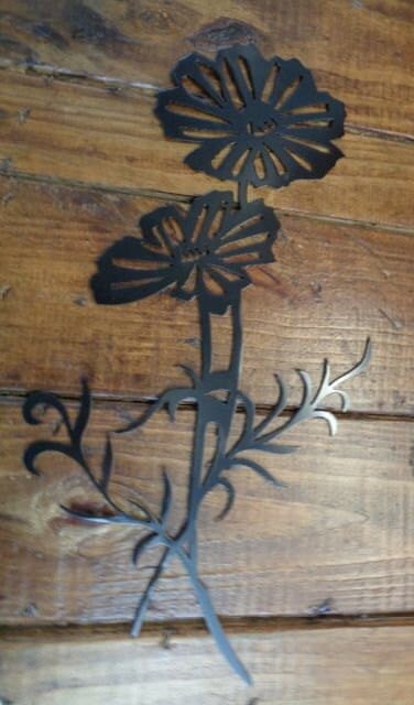 METAL flower , wall art in black