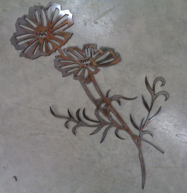 METAL flower , wall art in black