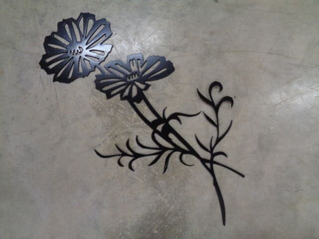 METAL flower , wall art in black