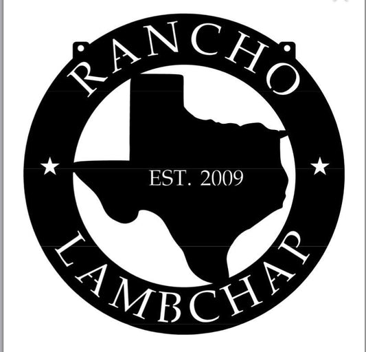 Metal TEXAS sign with TEXAS and custom name