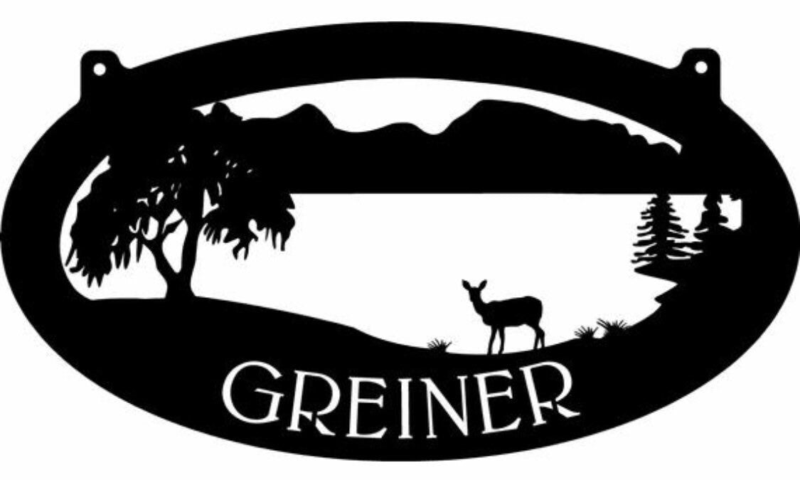 Mountain Sign, Lake, Deer Sign, Metal Sign With Your Name