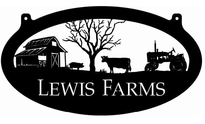 Metal Sign pig cow tractor sign customized with your name