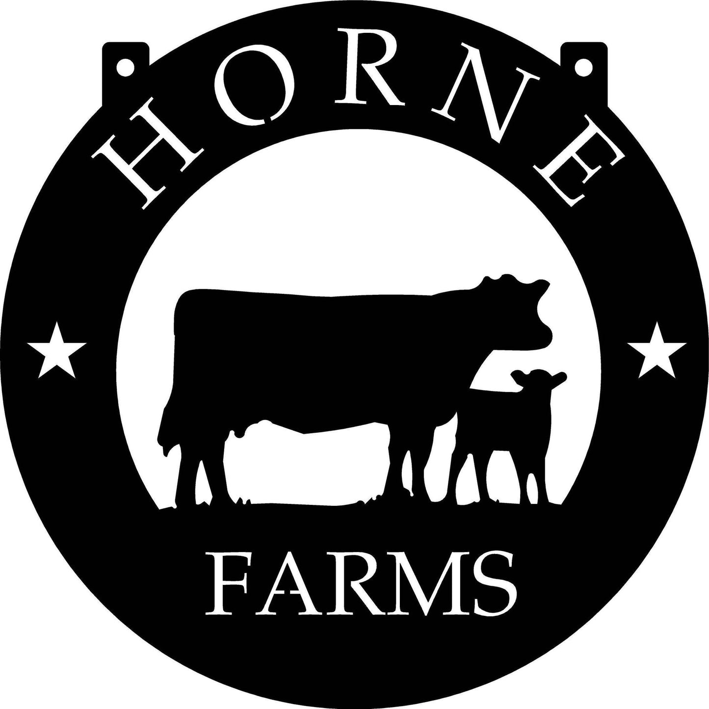 Metal Cow Calf Sign In Black Powder Coat Finish