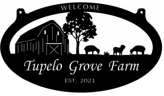 Metal SHEEP Sign, barn sheep pasture sign customized with your name