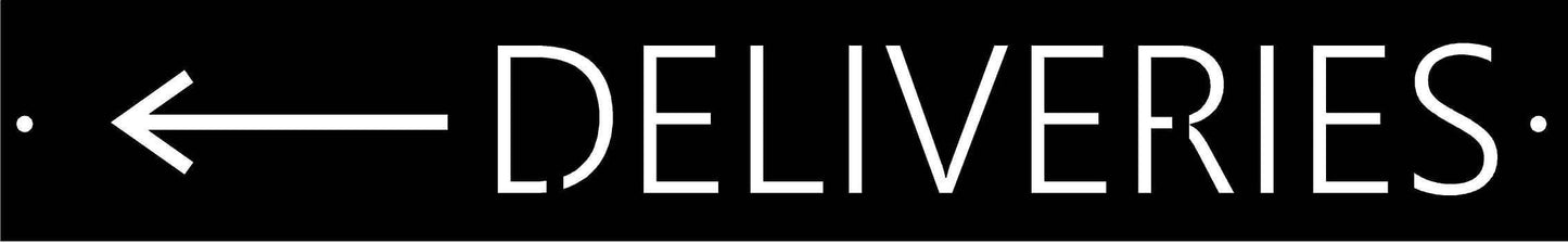 Metal DELIVERIES sign