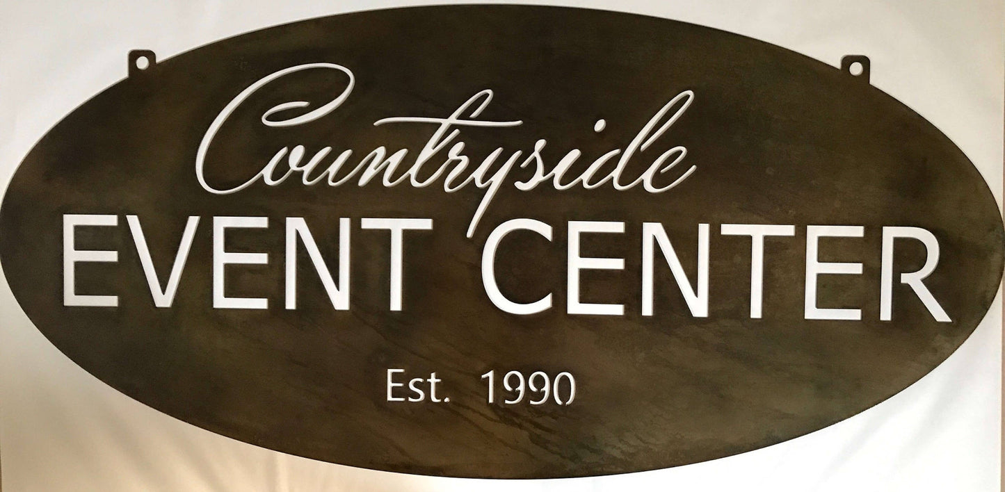 Metal custom sign , Oval 4ft sign, metal sign with your logo, laser cut oval sign