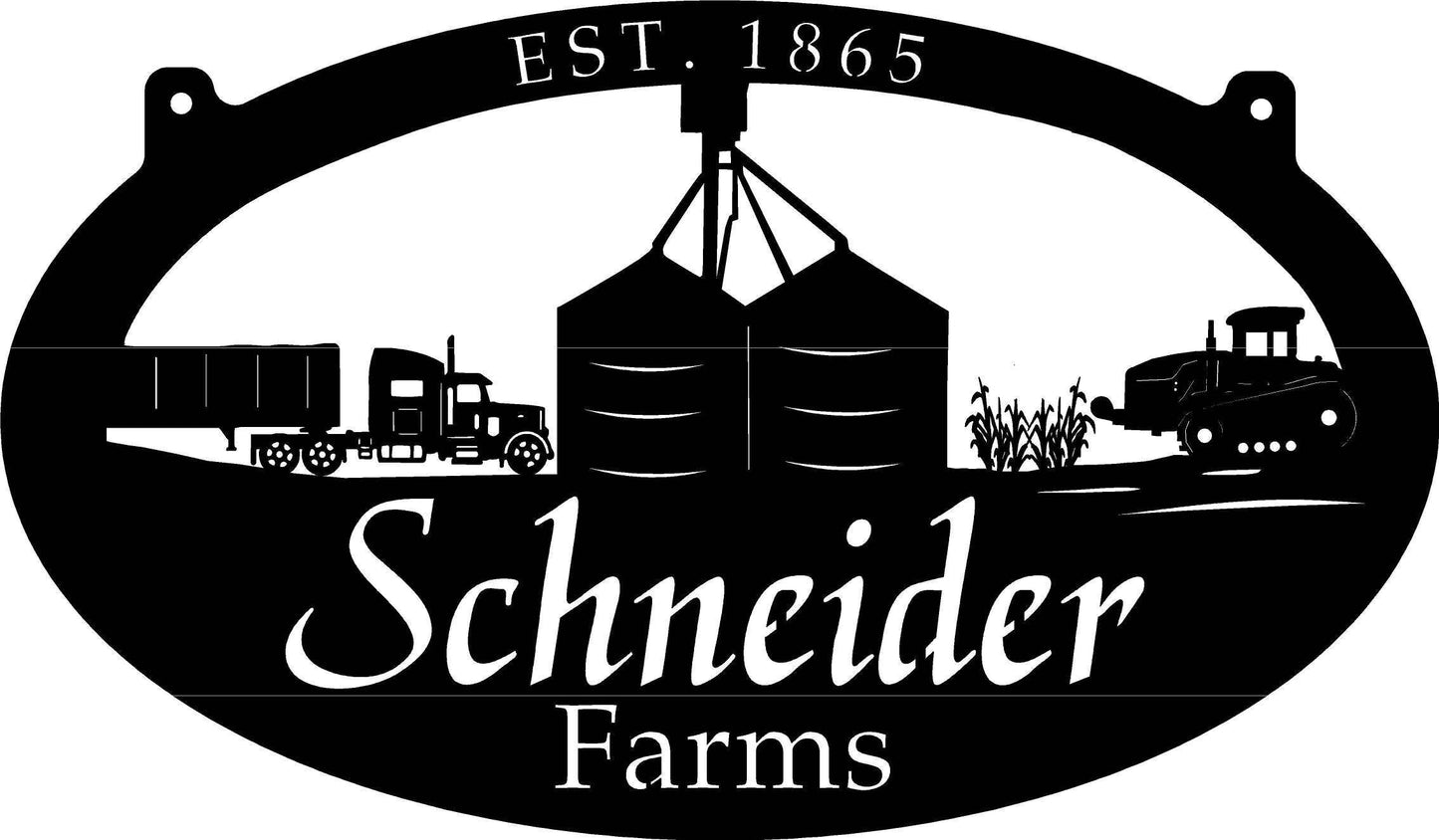 Metal sign customized with GRAIN BIN ,TRACTOR and Truck