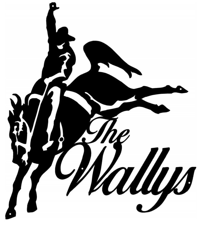 Horse address sign , Metal cowboy riding horse , custom house number or front door name sign