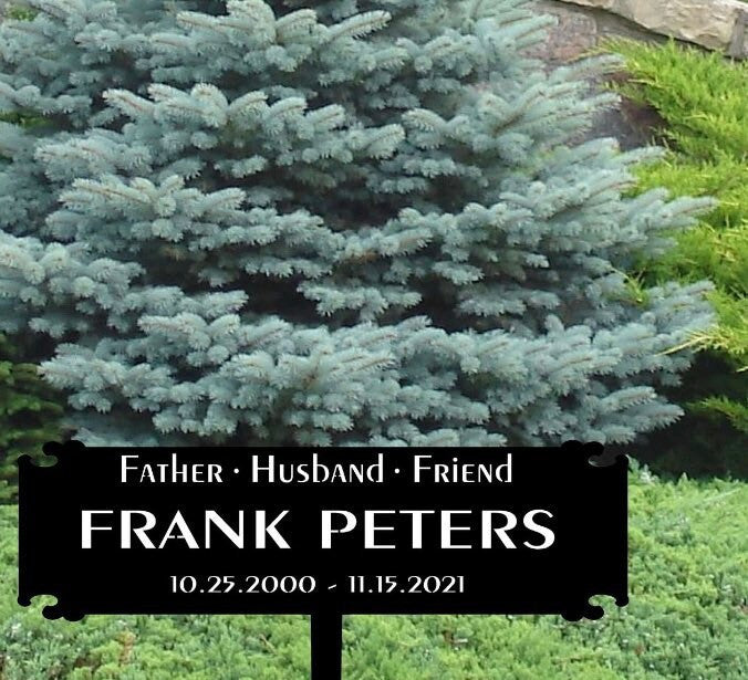 Custom metal memorial sign, in memory sign, grave marker sign, tree marker