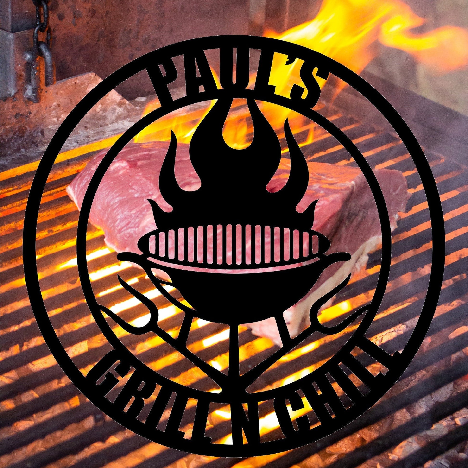 Customized BBQ Grill And Fork Metal Sign, Metal Wall Art, Metal Decor, Outdoor Door Hanging, Home Decor, Gifts For Friends, Housewarming