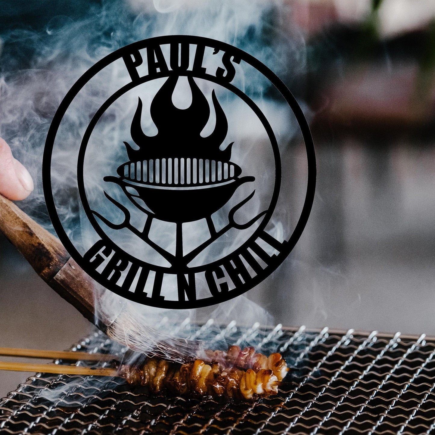 Customized BBQ Grill And Fork Metal Sign, Metal Wall Art, Metal Decor, Outdoor Door Hanging, Home Decor, Gifts For Friends, Housewarming