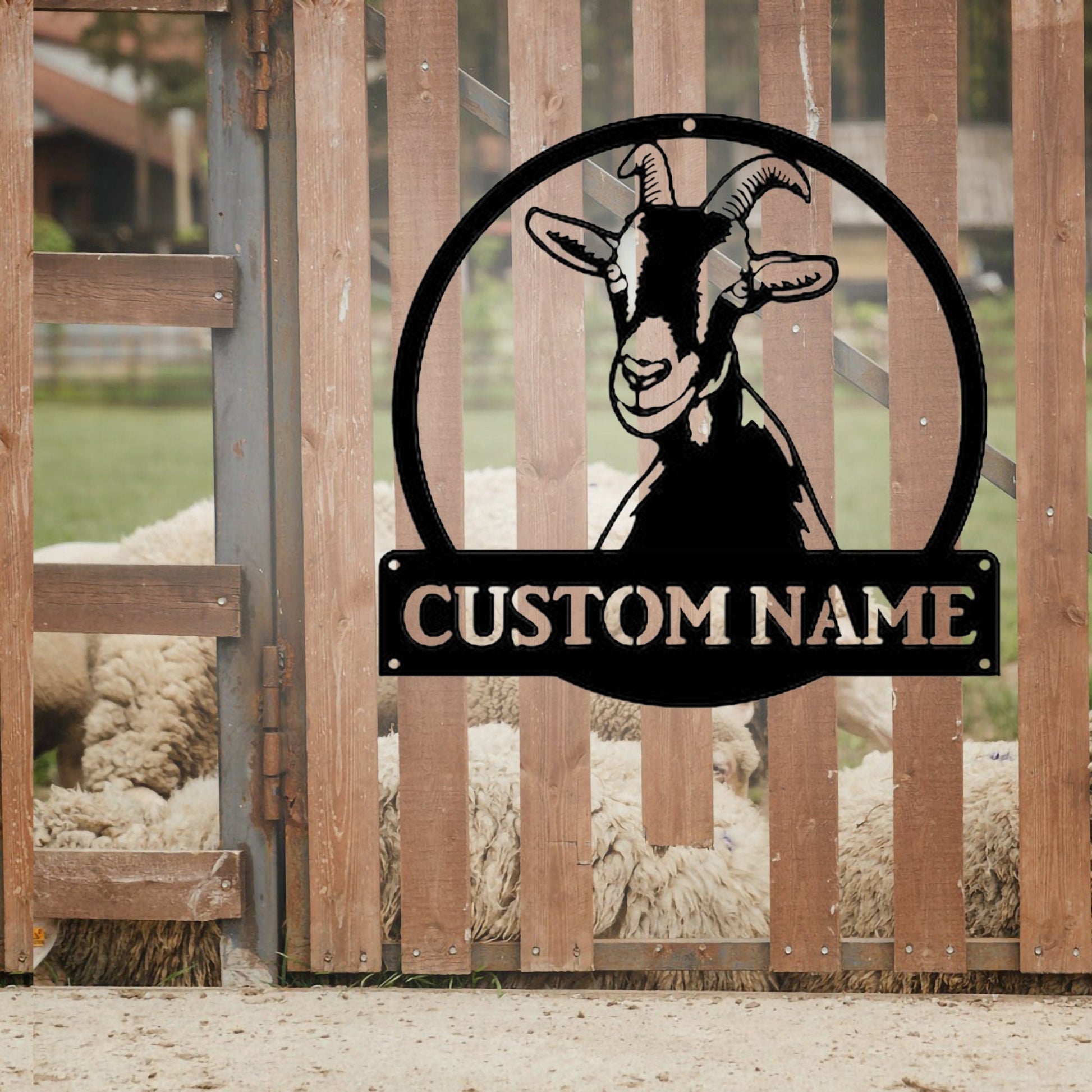 Custom Goat Farmhouse Metal Sign, Custom Goat Farm Sign, Personalized With Your Name, Goat Farmhouse