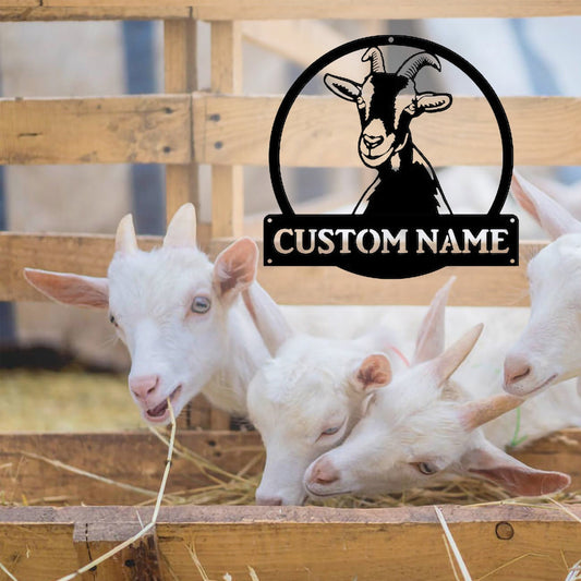 Custom Goat Farmhouse Metal Sign, Custom Goat Farm Sign, Personalized With Your Name, Goat Farmhouse