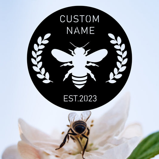 Customizable Bee Metal Signs, Outdoor Decor, Beekeeper, Porch Patio, Garden Yard Decor, Bee Decor, Metal Wall Art, Gifts For Bee Lovers