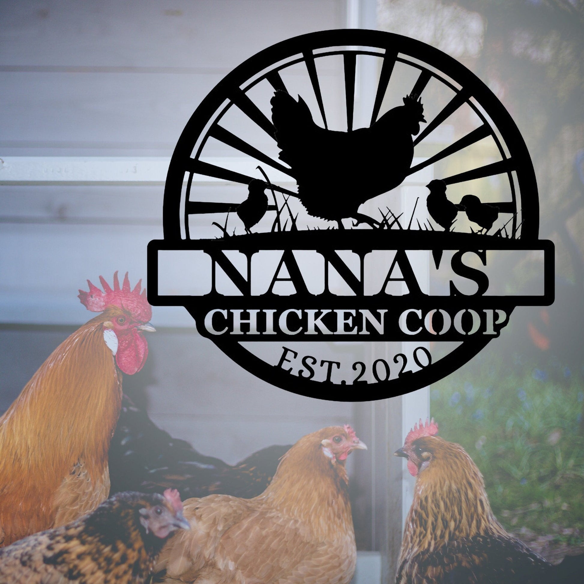 Custom Hen Chick Metal Sign, Metal Wall Art, Outdoor Farm Decor, Metal Decor, Custom Crafts, Handmade Signs, Gifts For Friends